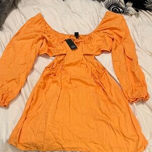 Wild Fable Vibrant Orange Long Sleeve Dress
